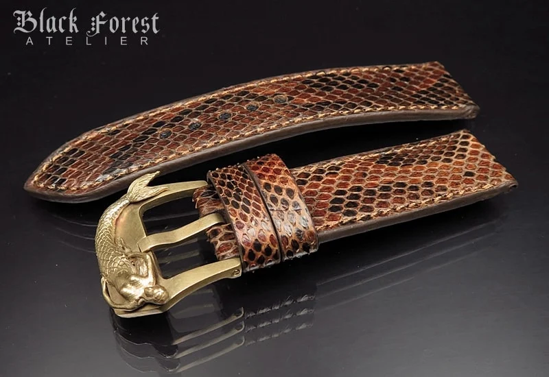 24mm/24mm Handmade Natural Color Real Python Skin Watch Strap DT348 – image 2