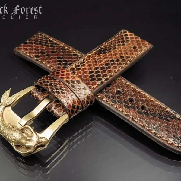 24mm/24mm Handmade Natural Color Real Python Skin Watch Strap DT348