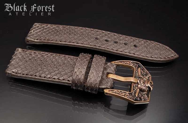 24mm/24mm Handmade Natural Color Real Python Skin Watch Strap DT349 – image 3