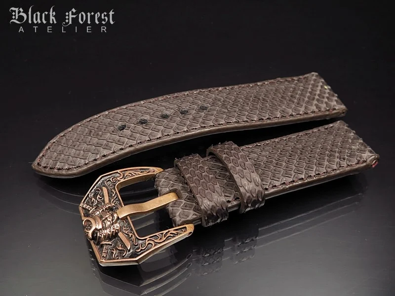 24mm/24mm Handmade Natural Color Real Python Skin Watch Strap DT349 – image 2
