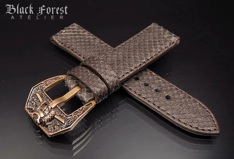 24mm/24mm Handmade Natural Color Real Python Skin Watch Strap DT349