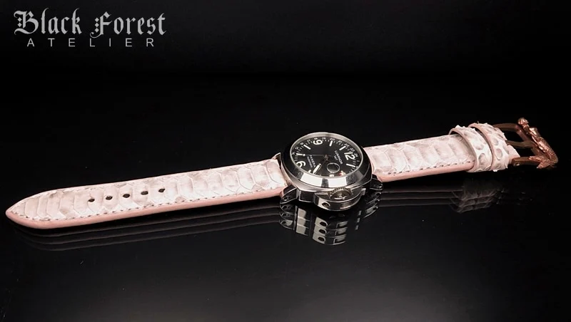 24mm/24mm Handmade Natural Color Real Python Skin Watch Strap DT350 – image 4