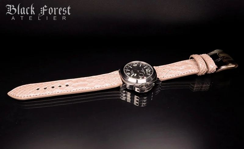 24mm/24mm Handmade Natural Color Real Python Skin Watch Strap DT351 – image 4