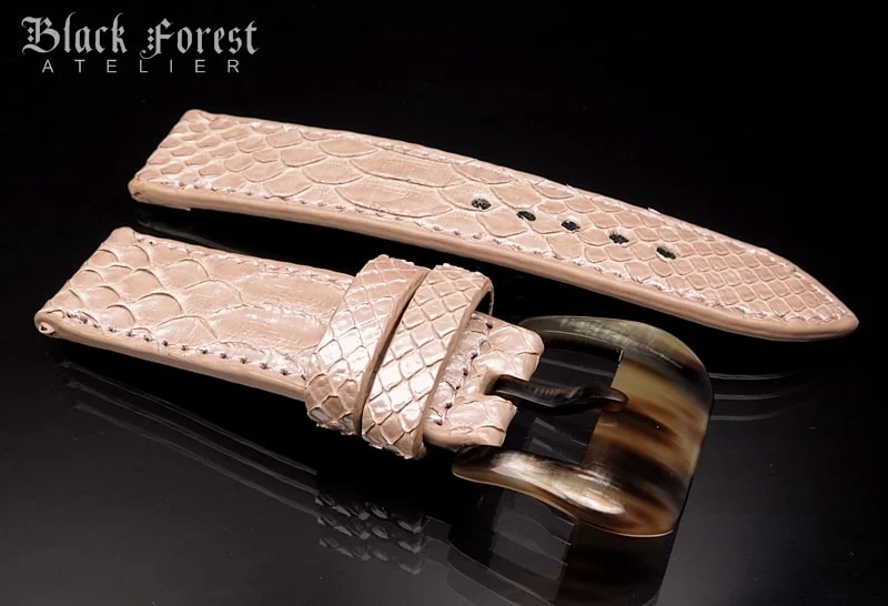 24mm/24mm Handmade Natural Color Real Python Skin Watch Strap DT351 – image 3