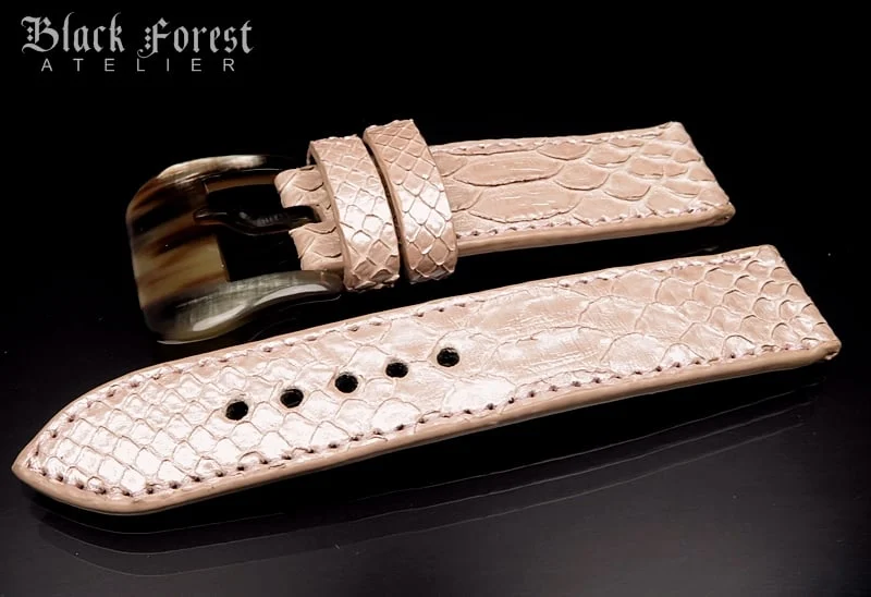 24mm/24mm Handmade Natural Color Real Python Skin Watch Strap DT351 – image 2