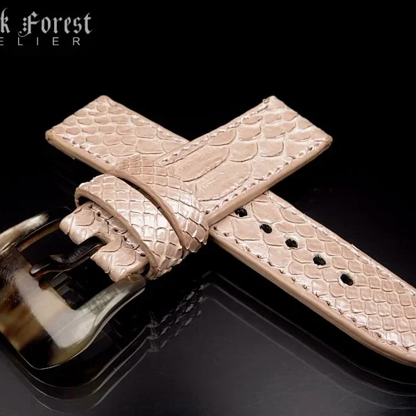 24mm/24mm Handmade Natural Color Real Python Skin Watch Strap DT351