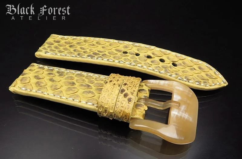 24mm/24mm Handmade Natural Color Real Python Skin Watch Strap DT352 – image 3