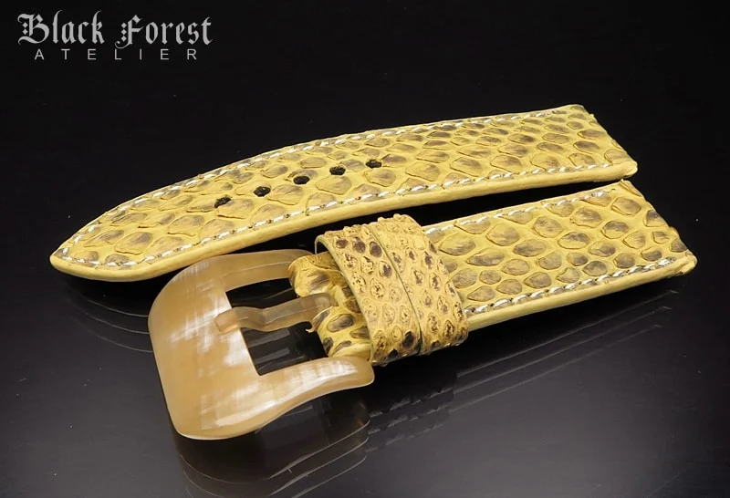 24mm/24mm Handmade Natural Color Real Python Skin Watch Strap DT352 – image 2