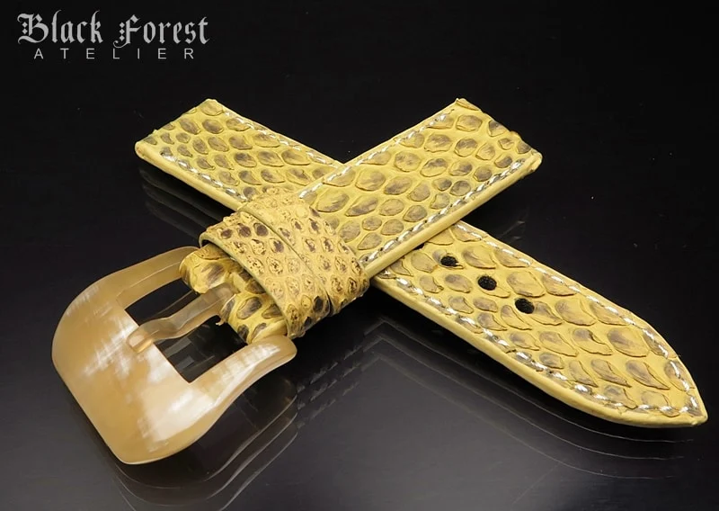 24mm/24mm Handmade Natural Color Real Python Skin Watch Strap DT352