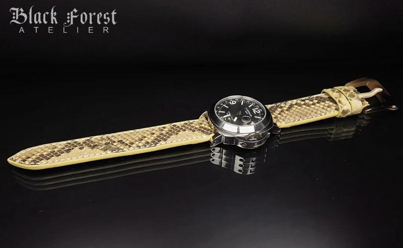 24mm/24mm Handmade Natural Color Real Python Skin Watch Strap DT353 – image 4