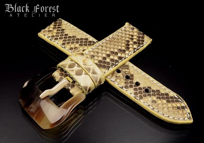 24mm/24mm Handmade Natural Color Real Python Skin Watch Strap DT353