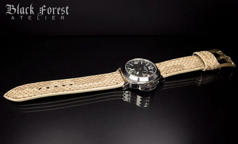 24mm/24mm Handmade Natural Color Real Python Skin Watch Strap DT354 – image 4