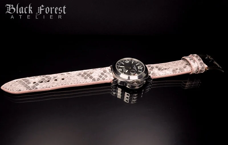 24mm/24mm Handmade Natural Color Real Python Skin Watch Strap DT355 – image 4