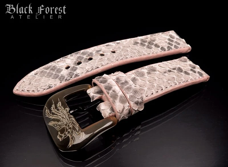 24mm/24mm Handmade Natural Color Real Python Skin Watch Strap DT355 – image 2