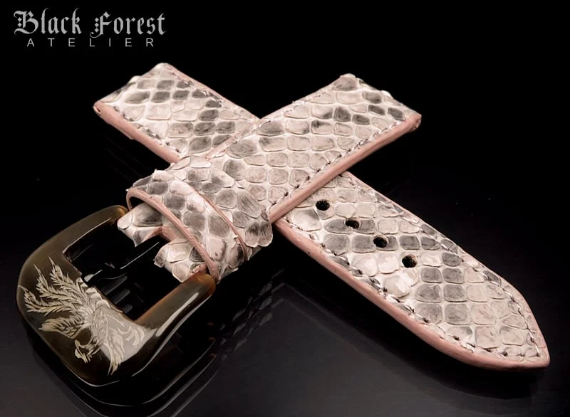 24mm/24mm Handmade Natural Color Real Python Skin Watch Strap DT355