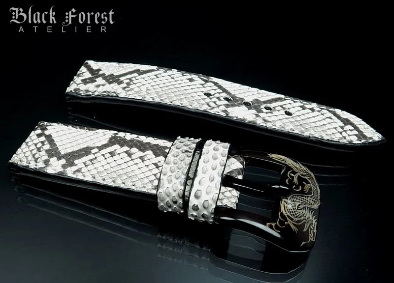 24mm/24mm Handmade Natural Color Real Python Skin Watch Strap DT356 – image 3