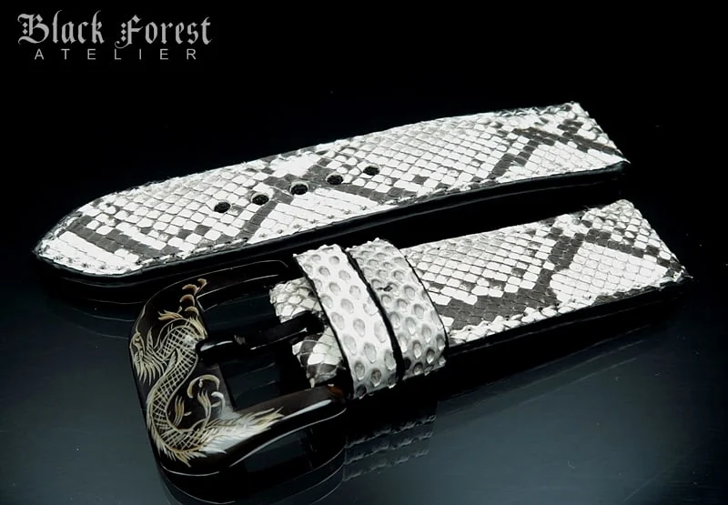 24mm/24mm Handmade Natural Color Real Python Skin Watch Strap DT356 – image 2