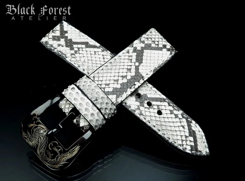 24mm/24mm Handmade Natural Color Real Python Skin Watch Strap DT356