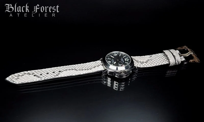 24mm/24mm Handmade Natural Color Real Python Skin Watch Strap DT357 – image 4