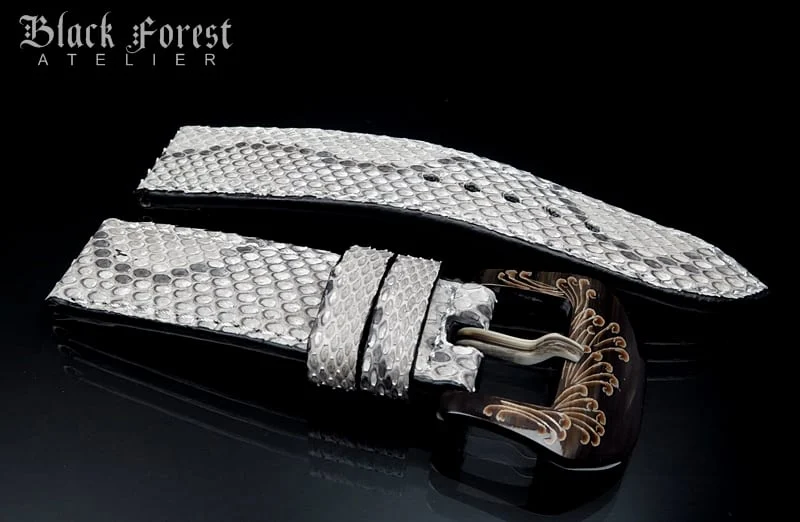 24mm/24mm Handmade Natural Color Real Python Skin Watch Strap DT357 – image 3