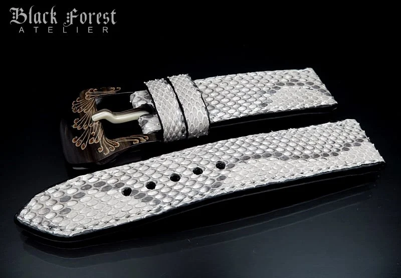 24mm/24mm Handmade Natural Color Real Python Skin Watch Strap DT357 – image 2