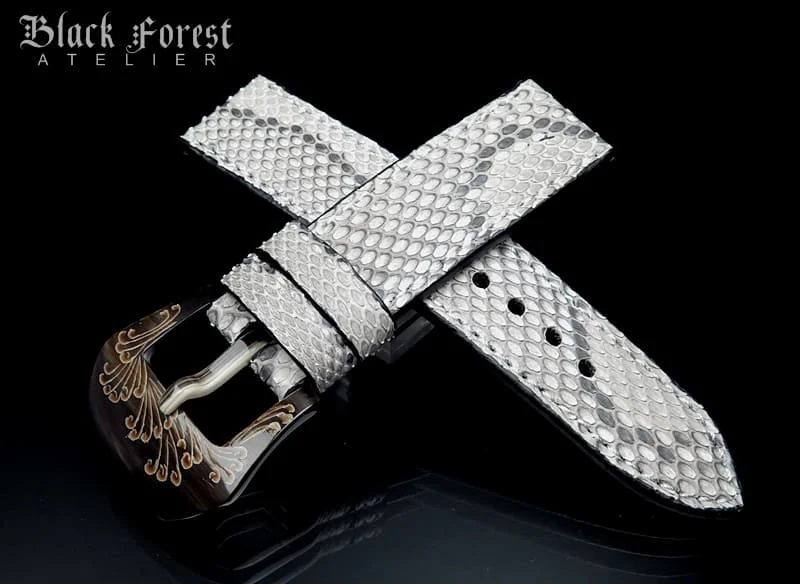 24mm/24mm Handmade Natural Color Real Python Skin Watch Strap DT357