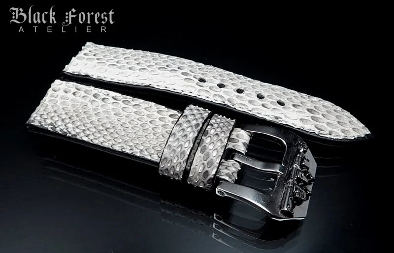 24mm/24mm Handmade Natural Color Real Python Skin Watch Strap DT358 – image 3
