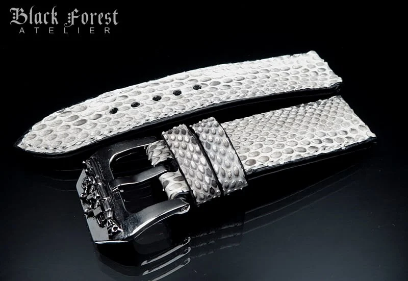 24mm/24mm Handmade Natural Color Real Python Skin Watch Strap DT358 – image 2