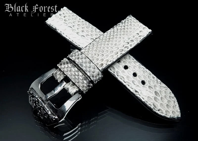 24mm/24mm Handmade Natural Color Real Python Skin Watch Strap DT358
