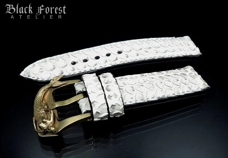 24mm/24mm Handmade Natural Color Real Python Skin Watch Strap DT359 – image 3