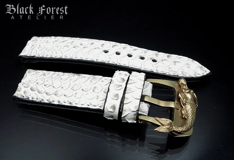 24mm/24mm Handmade Natural Color Real Python Skin Watch Strap DT359 – image 2
