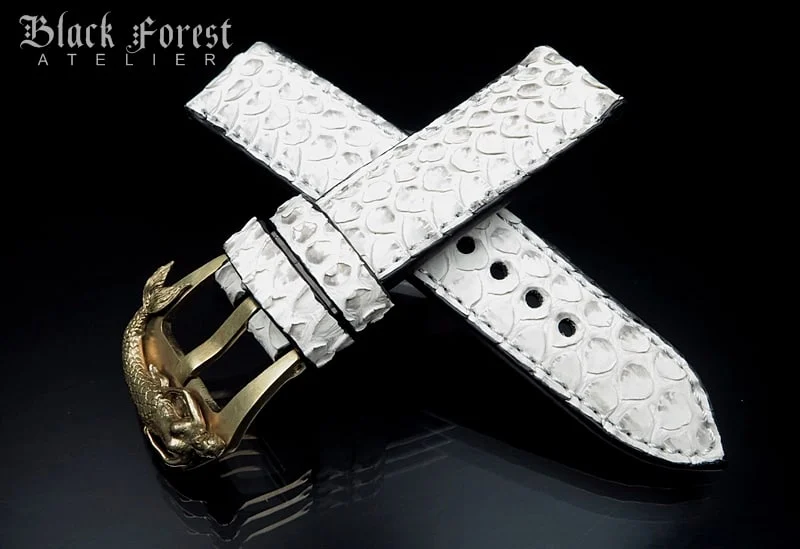 24mm/24mm Handmade Natural Color Real Python Skin Watch Strap DT359