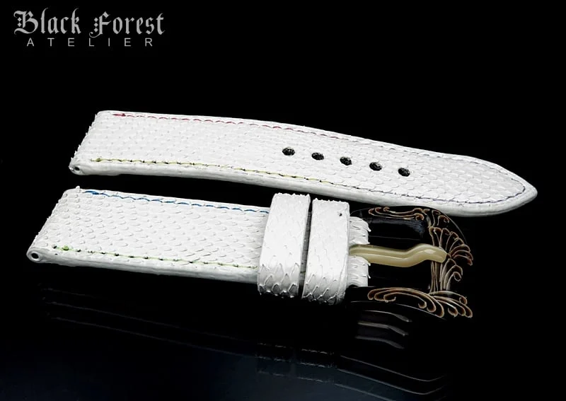 24mm/24mm Handmade Natural Color Real Python Skin Watch Strap DT360-361 – image 3