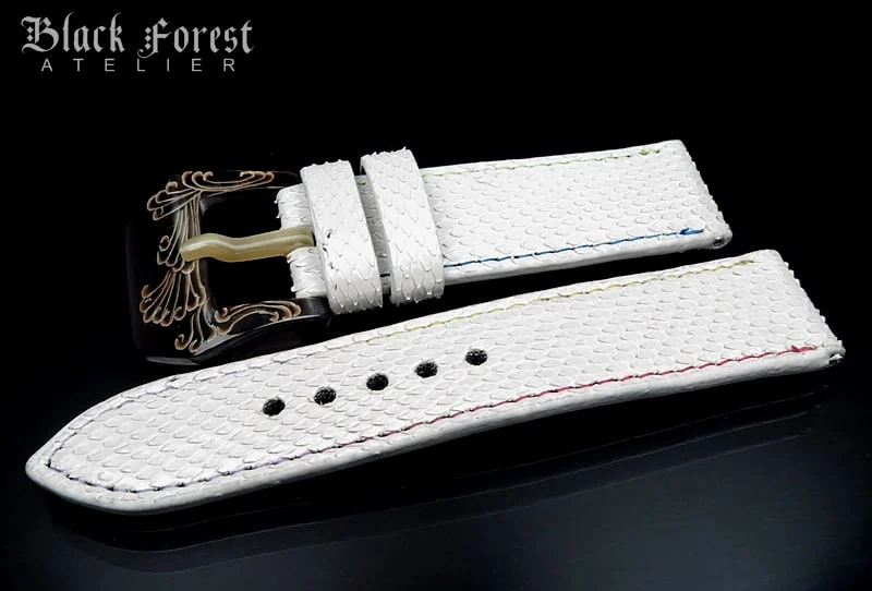 24mm/24mm Handmade Natural Color Real Python Skin Watch Strap DT360-361 – image 2