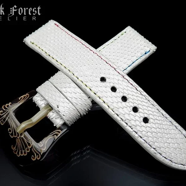 24mm/24mm Handmade Natural Color Real Python Skin Watch Strap DT360-361