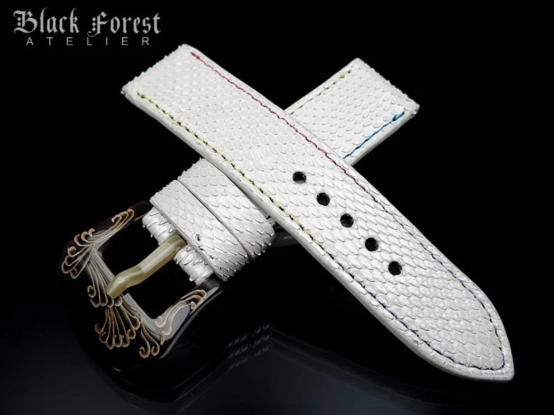 24mm/24mm Handmade Natural Color Real Python Skin Watch Strap DT360-361
