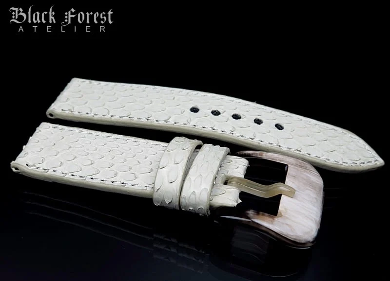 24mm/24mm Handmade Natural Color Real Python Skin Watch Strap DT360-361 – image 6
