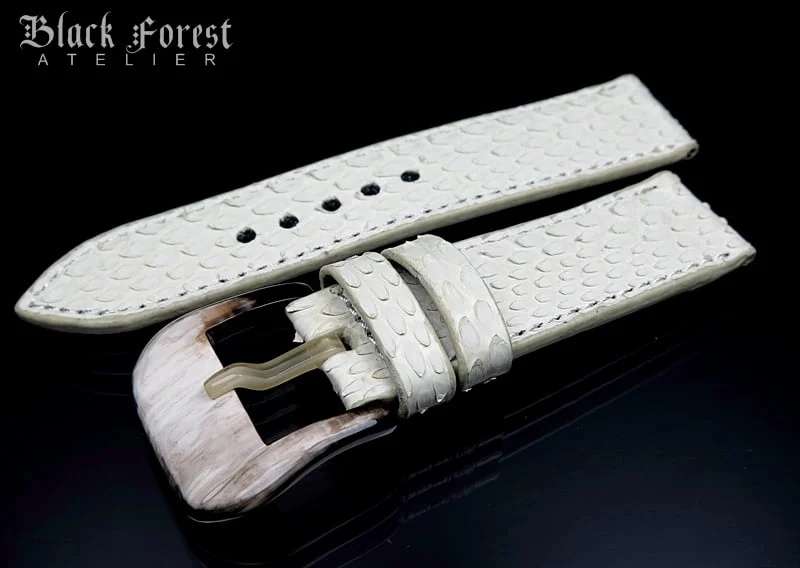 24mm/24mm Handmade Natural Color Real Python Skin Watch Strap DT360-361 – image 7