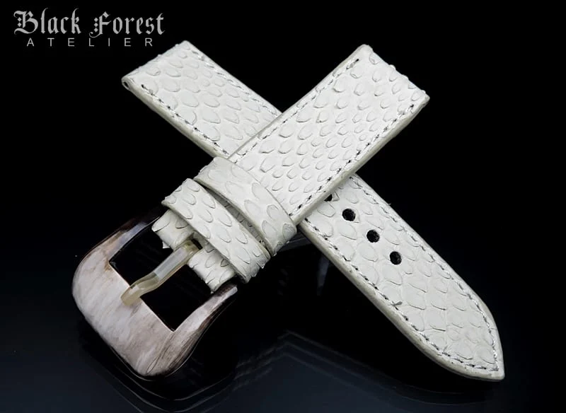 24mm/24mm Handmade Natural Color Real Python Skin Watch Strap DT360-361 – image 5