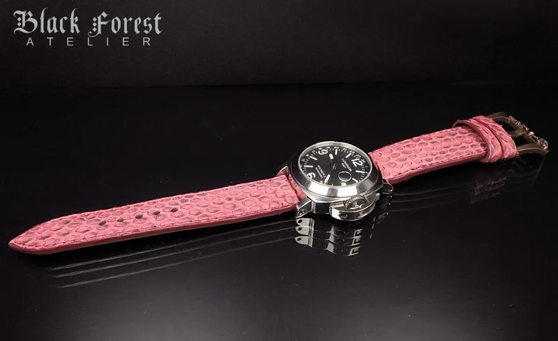24mm/24mm Handmade Natural Color Real Python Skin Watch Strap DT422 – image 4