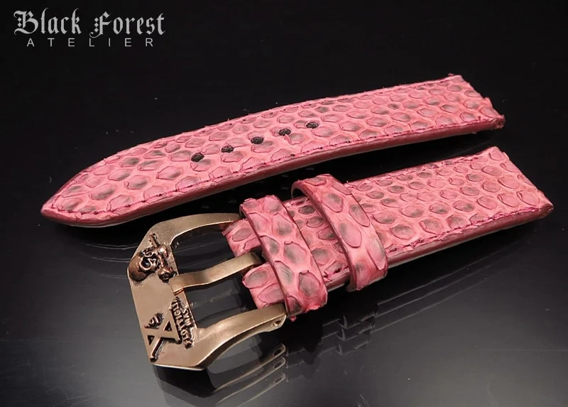24mm/24mm Handmade Natural Color Real Python Skin Watch Strap DT422 – image 3