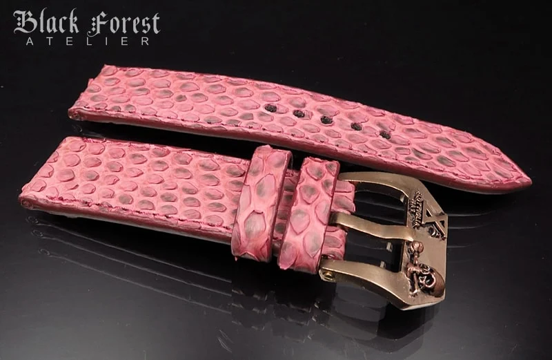 24mm/24mm Handmade Natural Color Real Python Skin Watch Strap DT422 – image 2
