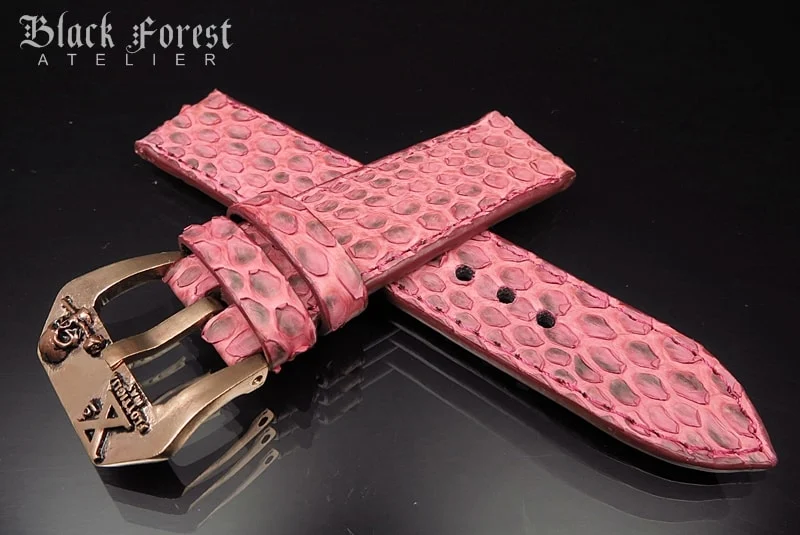 Python skin watch strap with natural scale texture