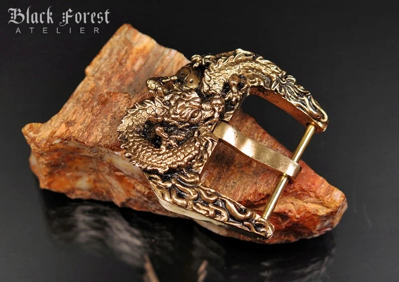 Yellow Bronze Dragon Ying Yang Buckle for Seiko, Panerai, Maranez, Sevenfriday – image 4