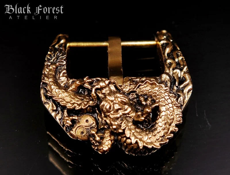 Yellow Bronze Dragon Ying Yang Buckle for Seiko, Panerai, Maranez, Sevenfriday – image 2