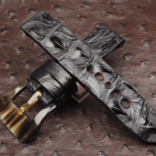 22mm Handmade Genuine Alligator Double Hornback Strap QK16