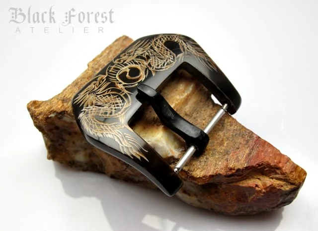 African Ox Horn Buckle 22/24/26mm - Double Dragon for Seiko, Panerai, Maranez, Sevenfriday... – image 3