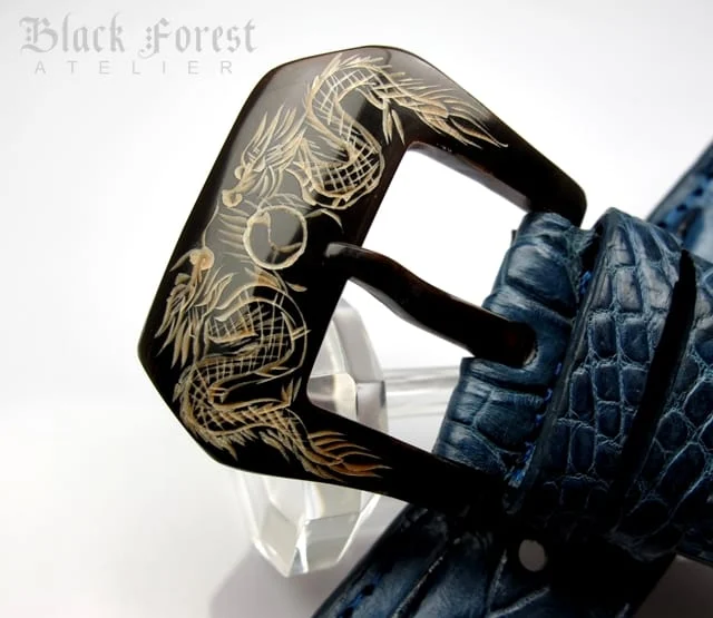 African Ox Horn Buckle 22/24/26mm - Double Dragon for Seiko, Panerai, Maranez, Sevenfriday...