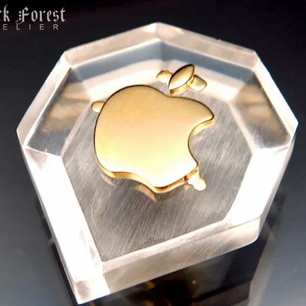 Apple-Logo aus massivem Gold 8kt 333 für Aufkleber aus exotischem Leder