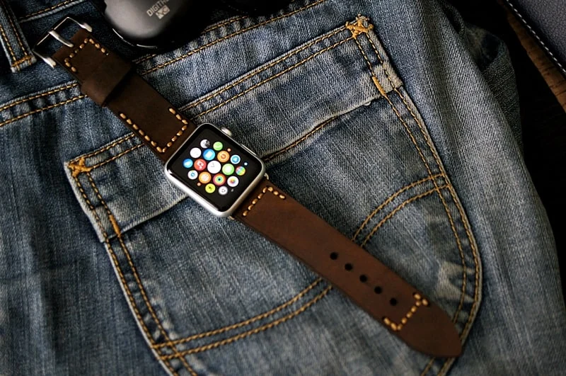 AWBF2626-D5 handgefertigt Vintage Leder Uhrenarmband incl. Lugs Adapter für Apple Watch (oder Apple Watch Sport) 42mm oder 38mm